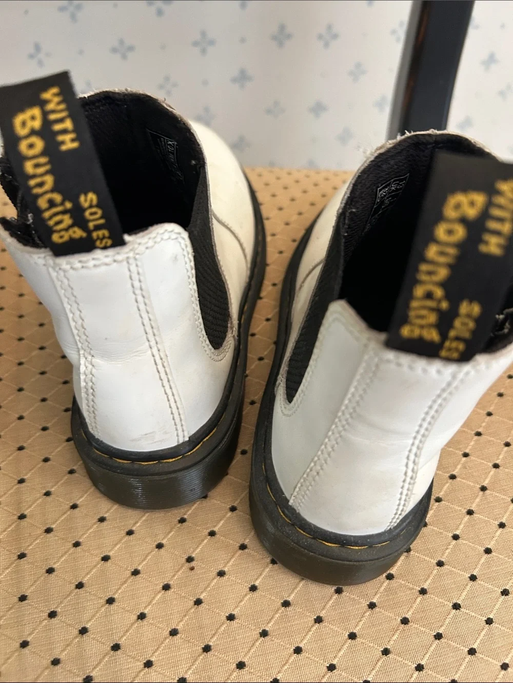 Dr. Martens Kids White Chelsea Boots with Black Sole